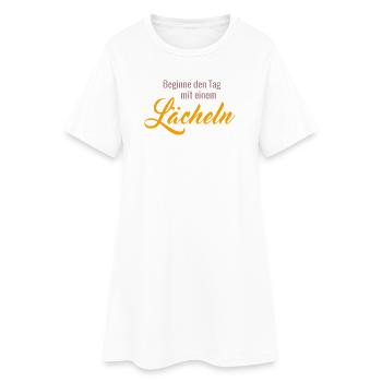 positive Sprüche Beginne den Tag mit einem Lächeln - Frauen T-Shirt-Kleid - Weiß - Vorne