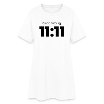 11:11 Nicht zufällig – Minimalistisches Cosmic Tim - Frauen T-Shirt-Kleid - Weiß - Vorne