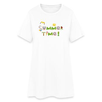 Sommerzeit  - Frauen T-Shirt-Kleid - Weiß - Vorne