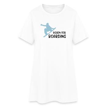Snowboard - Frauen T-Shirt-Kleid - Weiß - Vorne