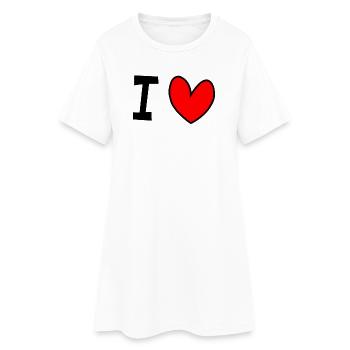 I love - Frauen T-Shirt-Kleid - Weiß - Vorne