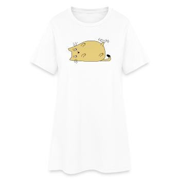 Katze mit Band - Frauen T-Shirt-Kleid - Weiß - Vorne