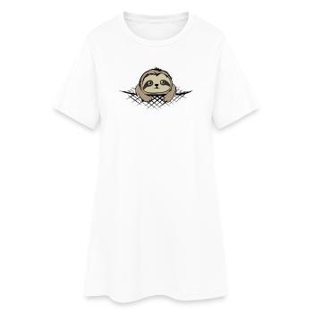 Faultier in Tasche comic cartoon lustig Symbol - Frauen T-Shirt-Kleid - Weiß - Vorne