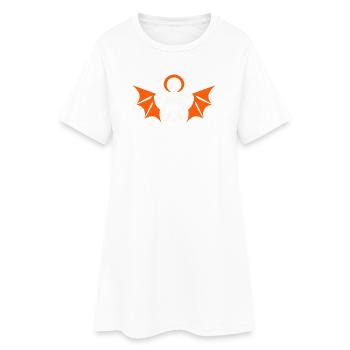 Bouledogue ailé halo orange - Robe T-shirt Femme - blanc - Devant