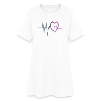 Gradient ECG Heart - Women’s T-Shirt Dress - white - Front