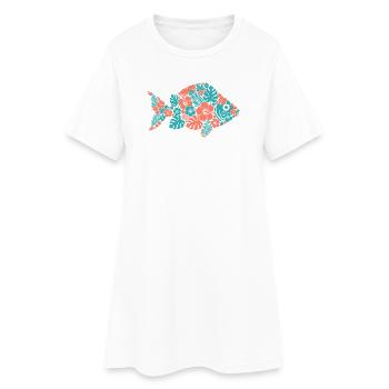 Silhouette du poisson fleur tropical - Robe T-shirt Femme - blanc - Devant