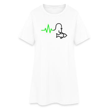 ECG Heart Rate Fish Hook Outline - Women’s T-Shirt Dress - white - Front