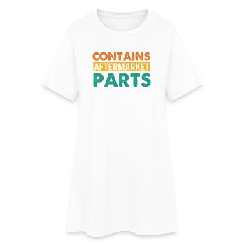 Enthält Aftermarket-Ersatzteile-Chirurgie-Rückgewinnung - Frauen T-Shirt-Kleid - Weiß - Vorne