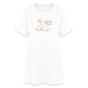 Joyeuses Pâques,Süßes Hasen Oster Shirt, Hoodie - Frauen T-Shirt-Kleid - Weiß - Vorne