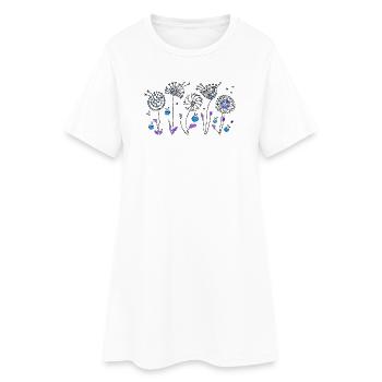 Blumen - Frauen T-Shirt-Kleid - Weiß - Vorne