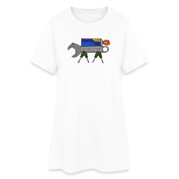 ReparierTier mit LubriFast - Frauen T-Shirt-Kleid - Weiß - Vorne