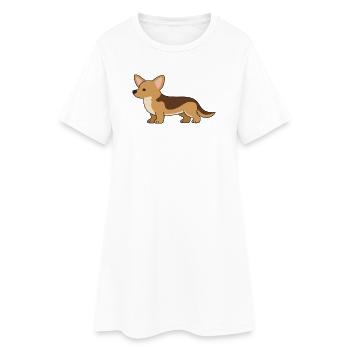 Silhouette Corgi Douillette - Robe T-shirt Femme - blanc - Devant