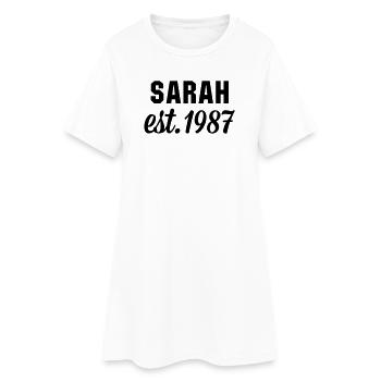 Sarah est 1987 - Frauen T-Shirt-Kleid - Weiß - Vorne