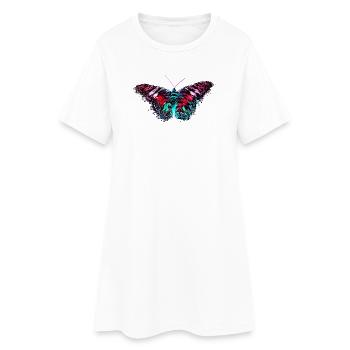 Design coloré couleur papillon rose turquoise - Robe T-shirt Femme - blanc - Devant
