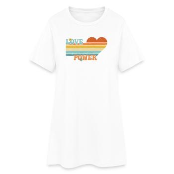 Love Power - Cœur d’amour rétro des années 60 et 70 - Robe T-shirt Femme - blanc - Devant