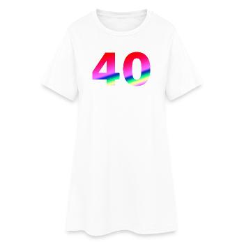 geburtstagsgeschenk, 40 Pinktöne - Frauen T-Shirt-Kleid - Weiß - Vorne