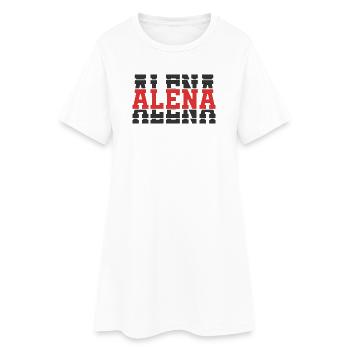 Alena T-Shirt mit gestapeltem Text, Geschenkidee, T-Shirt - Frauen T-Shirt-Kleid - Weiß - Vorne