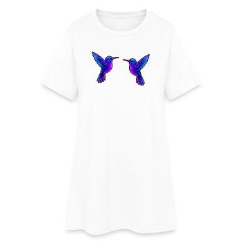 Colibri Oiseau - Robe T-shirt Femme - blanc - Devant