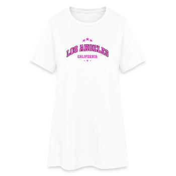 Lettrage rose néon de Los Angeles - Robe T-shirt Femme - blanc - Devant