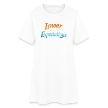 Sarcasme – Baissez vos attentes – Drôle de femme - Robe T-shirt Femme - blanc - Devant