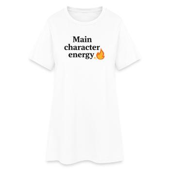 Main Character Energy mit Flamme - Frauen T-Shirt-Kleid - Weiß - Vorne