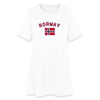 Norway Curved Text with Flag - Women’s T-Shirt Dress - white - Front