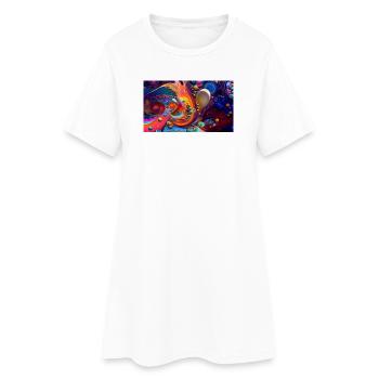 Vivid Abstract Swirl Burst - Women’s T-Shirt Dress - white - Front