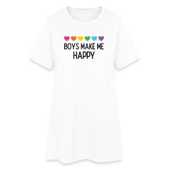 Mois de la fierté LGBTQ - Les garçons me rendent heureuse - Robe T-shirt Femme - blanc - Devant