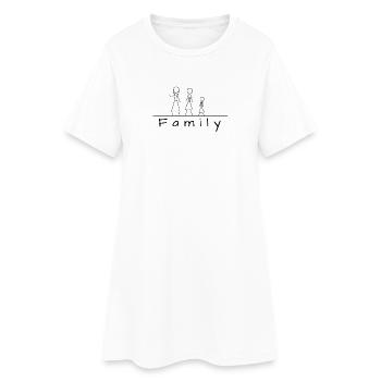 Famille de figurines en bâton - Robe T-shirt Femme - blanc - Devant