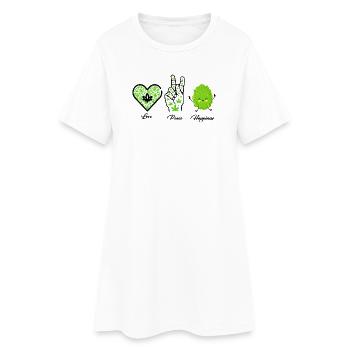 Amour, Paix et Bonheur - Robe T-shirt Femme - blanc - Devant