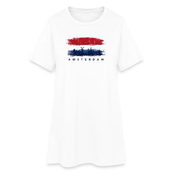 Amsterdam Skyline Brush Flagge - Frauen T-Shirt-Kleid - Weiß - Vorne