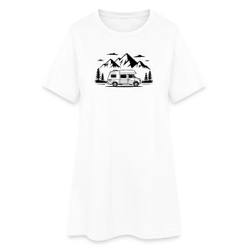 Camping - Frauen T-Shirt-Kleid - Weiß - Vorne