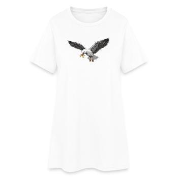 Mouette drôle qui vole des frites sur la plage - Robe T-shirt Femme - blanc - Devant