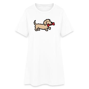 Terrier Doodle Bone Comic - Women’s T-Shirt Dress - white - Front