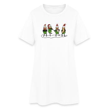 Weihnachten Folk Schafe - Frauen T-Shirt-Kleid - Weiß - Vorne