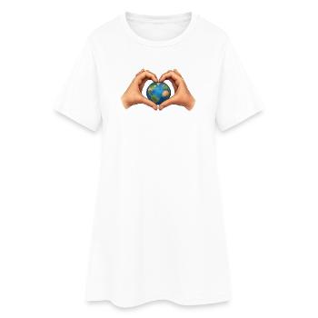 Le cœur de la terre entre les mains - Robe T-shirt Femme - blanc - Devant