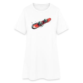 Snowboard - Frauen T-Shirt-Kleid - Weiß - Vorne
