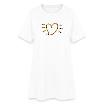 Leopard Heart with Sun Rays - Women’s T-Shirt Dress - white - Front
