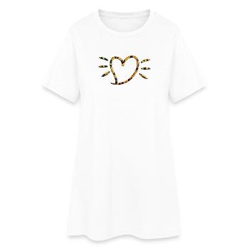 Rayons du cœur léopard - Robe T-shirt Femme - blanc - Devant