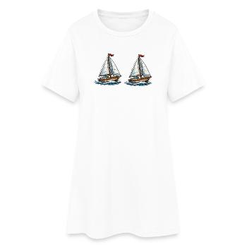Voiliers sur les vagues - Robe T-shirt Femme - blanc - Devant