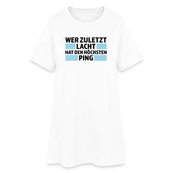 Wer zuletzt lacht höchsten Ping Gamer Shirt - Frauen T-Shirt-Kleid - Weiß - Vorne