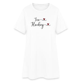 Eishockey Schriftzug mit Herz - Frauen T-Shirt-Kleid - Weiß - Vorne