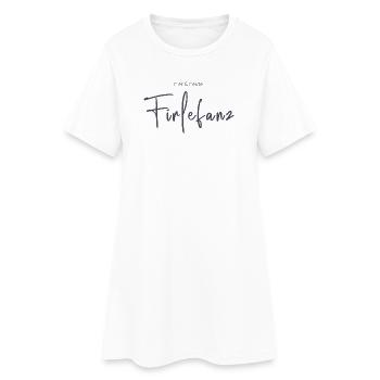 Hier & Heute Firlefanz – Humorvolle Typografie - Frauen T-Shirt-Kleid - Weiß - Vorne
