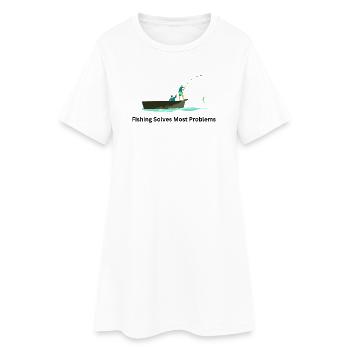 Fishing Solves Most Problems – Angler - Women’s T-Shirt Dress - white - Front