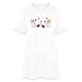 Ladybugs, flowers, happiness - Women’s T-Shirt Dress - white - Front