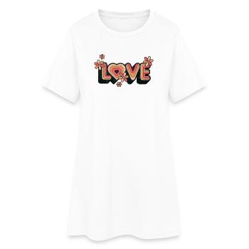 Design d’amour de cœur rétro pour une tenue décontractée - Robe T-shirt Femme - blanc - Devant