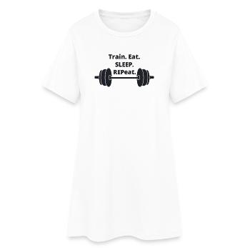 Train Eat Sleep Repeat Motivationsdesign - Frauen T-Shirt-Kleid - Weiß - Vorne