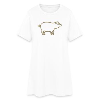 Silhouette de cochon mignonne fermier minimaliste - Robe T-shirt Femme - blanc - Devant