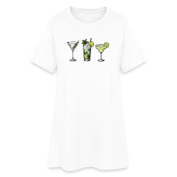 Drei Cocktails: Limette Minze - Frauen T-Shirt-Kleid - Weiß - Vorne