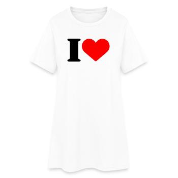 I LOVE - Frauen T-Shirt-Kleid - Weiß - Vorne
